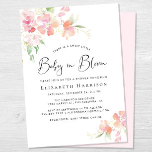 Baby in Bloom Pink Floral Shower Invitation