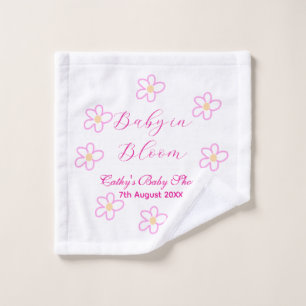 Baby in bloom pink flower baby shower simple elega wash cloth