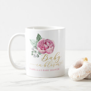 Baby In Bloom Pink & Gold Floral Baby Shower Favou Coffee Mug