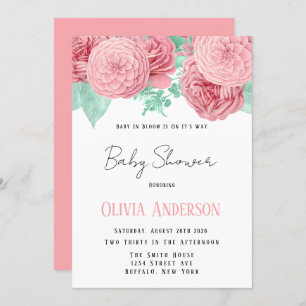 Baby in Bloom Pink Peony Baby Shower  Invitation