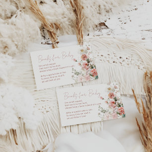 Baby in Bloom Pink Roses Floral Girl Baby Shower  Enclosure Card