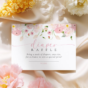 Baby In Bloom Pink Shower Diaper Raffle Enclosure Card
