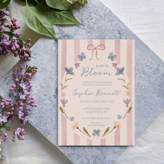 Baby in Bloom Pink Wildflower Floral Baby Shower Invitation