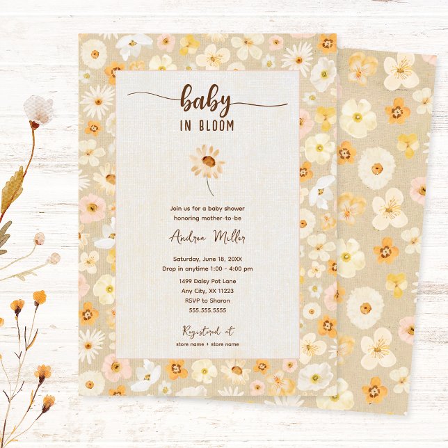 Baby in Bloom pressed flowers Invitation (Creator Uploaded)
