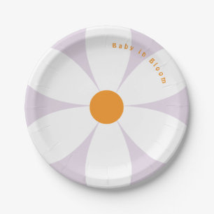 Baby in Bloom purple Daisy Baby Shower Paper Plate