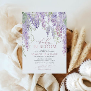 Baby in Bloom Purple Wisteria Baby Shower Invitation