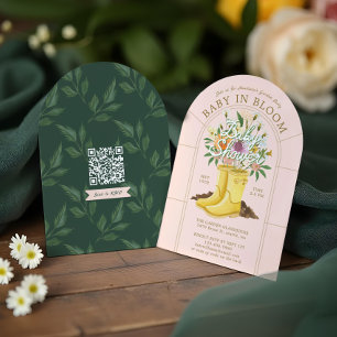 Baby in Bloom Rain boots Floral Garden Baby Shower Invitation