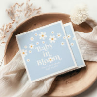 Baby in Bloom! Retro Daisy blue boho Baby Shower