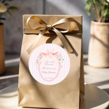 Baby in bloom retro preppy bow baby shower favour