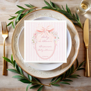 Baby in bloom retro preppy bow baby shower napkin
