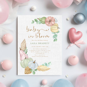 baby in bloom Rustic autumn boho Pumpkin baby show Invitation