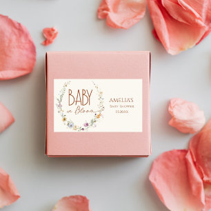 Baby in Bloom Rustic Terracotta Floral Baby Shower Rectangular Sticker