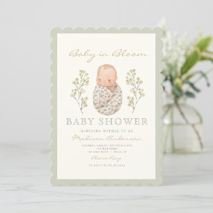 Baby in Bloom Sage Botanical Baby Shower Invitation