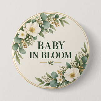 Baby in Bloom Sage Green Botanical 7.5 Cm Round Badge