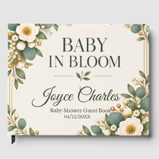 Baby in Bloom Sage Green Botanical Guest Book