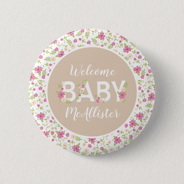 Baby in Bloom Shower 6 Cm Round Badge (Front)