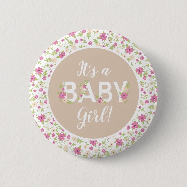 Baby in Bloom Shower 6 Cm Round Badge (Front)