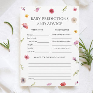 Baby in Bloom Shower Baby Predictions Game Card