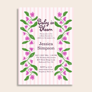 Baby in Bloom Shower Cute Pink Art Nouveau Floral Invitation