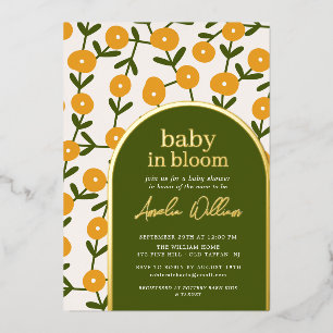 Baby In Bloom Shower Invitation Foil Invitation