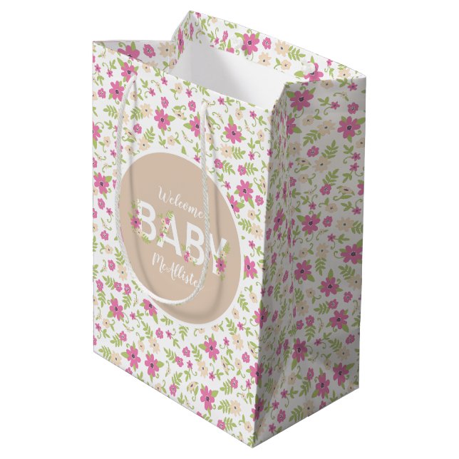 Baby in Bloom Shower Medium Gift Bag (Back Angled)