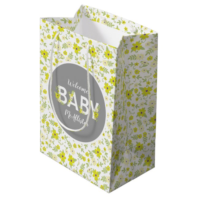 Baby in Bloom Shower Medium Gift Bag (Back Angled)