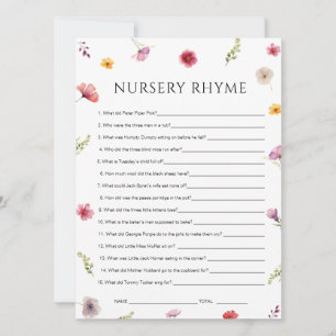 Baby in Bloom Shower Nursery Rhyme Game Card