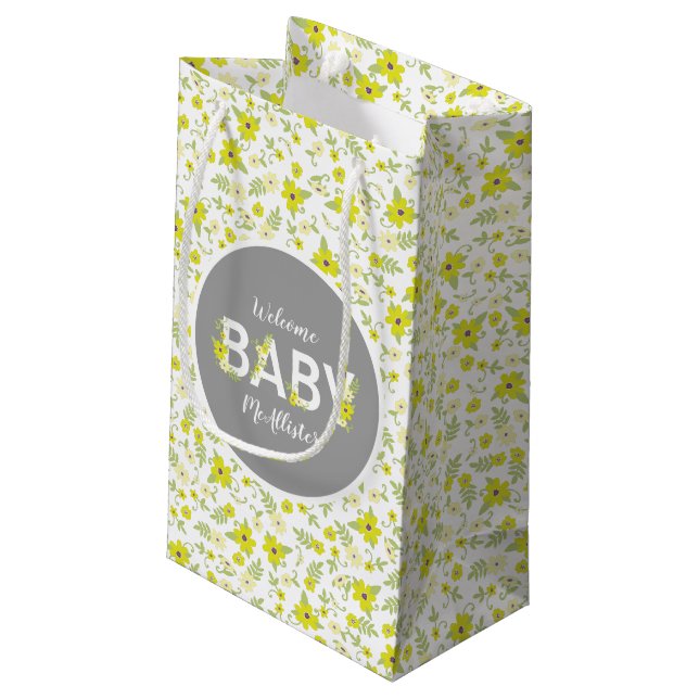 Baby in Bloom Shower Small Gift Bag (Back Angled)
