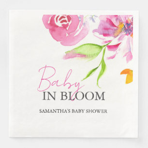 Baby In Bloom Shower Watercolor Flowers Napkin