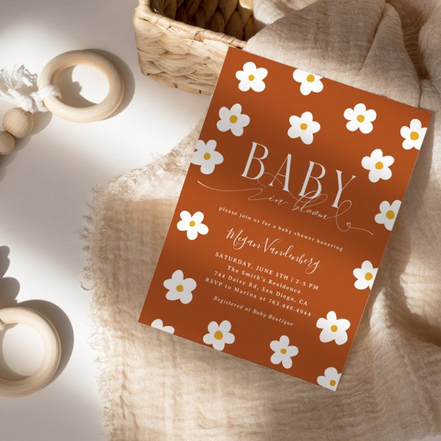 Baby In Bloom Shower White Daisies Invitation (Creator Uploaded)