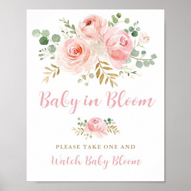 Baby in Bloom Sign, Flower Favours Sign (Front)
