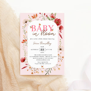 Baby in Bloom Soft-Pink Wildflowers Baby Shower Invitation