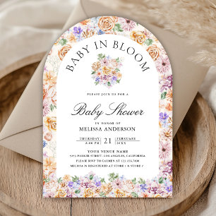 Baby in Bloom Spring Floral Arch Photo Baby Shower Invitation