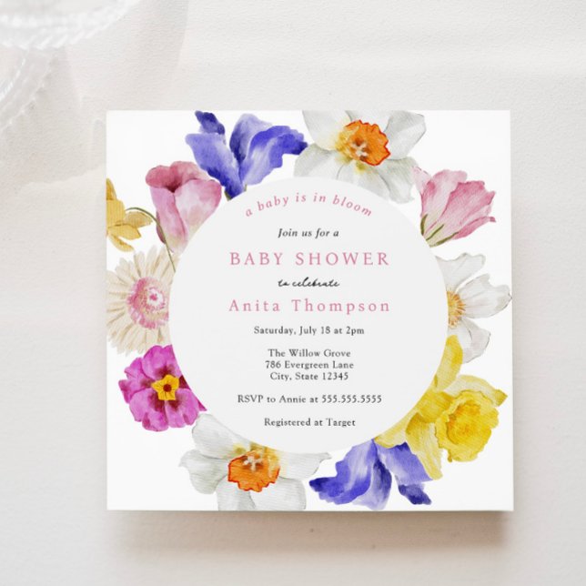 Baby in Bloom Spring Floral Baby Shower Invitation (Creator Uploaded)