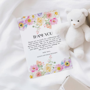 Baby in Bloom Spring Floral Girl Baby Shower Thank You Card