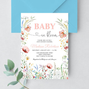 Baby in Bloom Spring Flowers Baby Shower Invitation