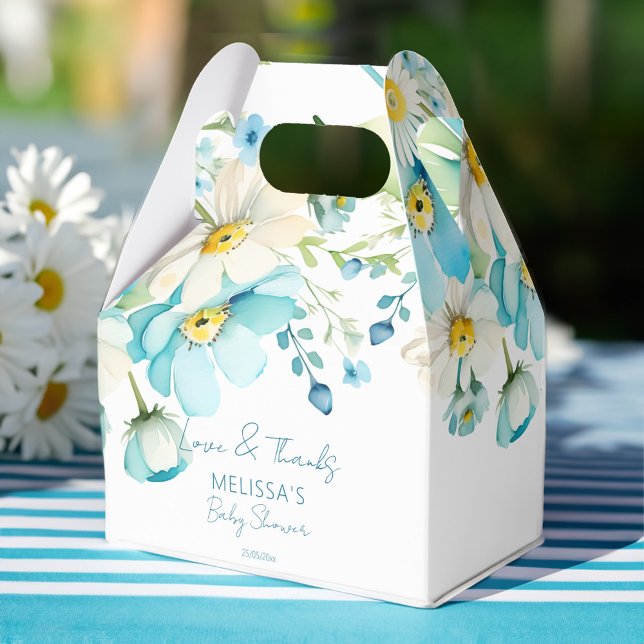 Baby in bloom spring summer baby shower favours favour box (Baby in bloom spring summer baby shower favors personalized favor box wild daisies blue buttercups)