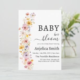 Baby In Bloom Spring summer floral Baby Shower Invitation