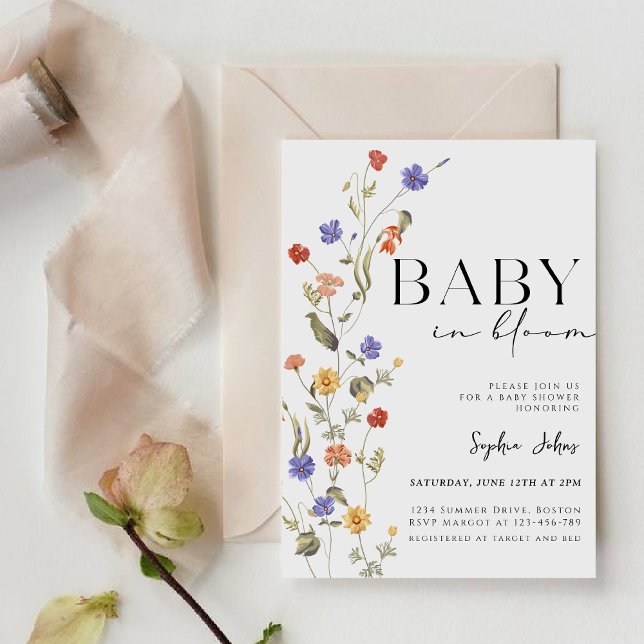 Baby In Bloom Spring summer wildflower Baby Shower Invitation (Creator Uploaded)