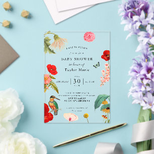 Baby in Bloom   Spring Wildflower Baby Shower Acrylic Invitations