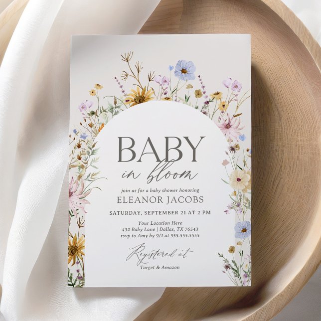Baby in Bloom Spring Wildflower Baby Shower Invitation (Creator Uploaded)