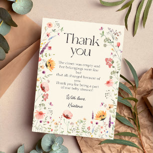 Baby in Bloom Spring Wildflower Baby Shower Thank You Card