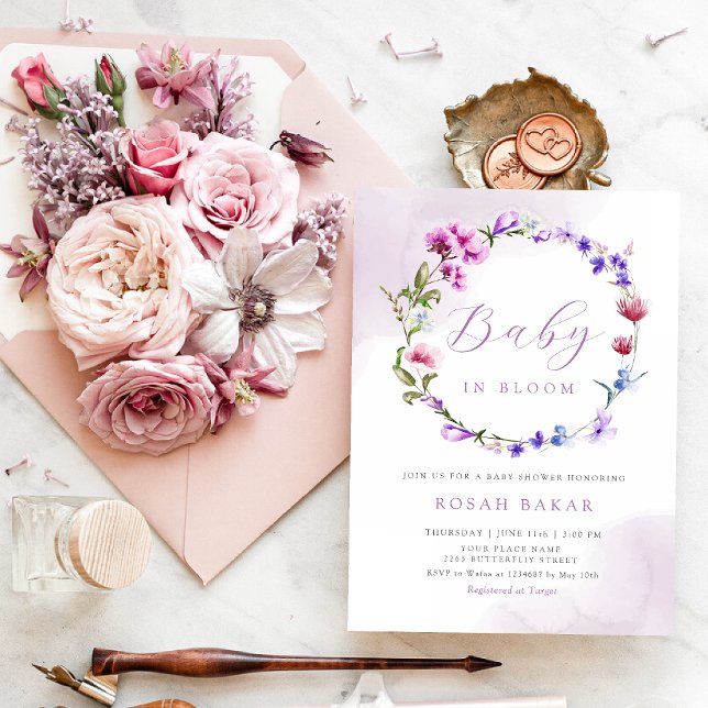 Baby in Bloom Spring Wildflower Floral Baby Shower Invitation (Creator Uploaded)