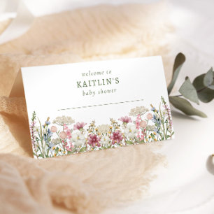 Baby in Bloom Spring Wildflower Floral Baby Shower Place Card