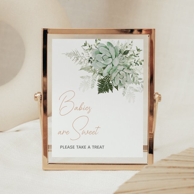 Baby in Bloom Succulent Babies are Sweet Poster (Succulents Gender Neutral Baby Shower Babies are Sweet Sign)