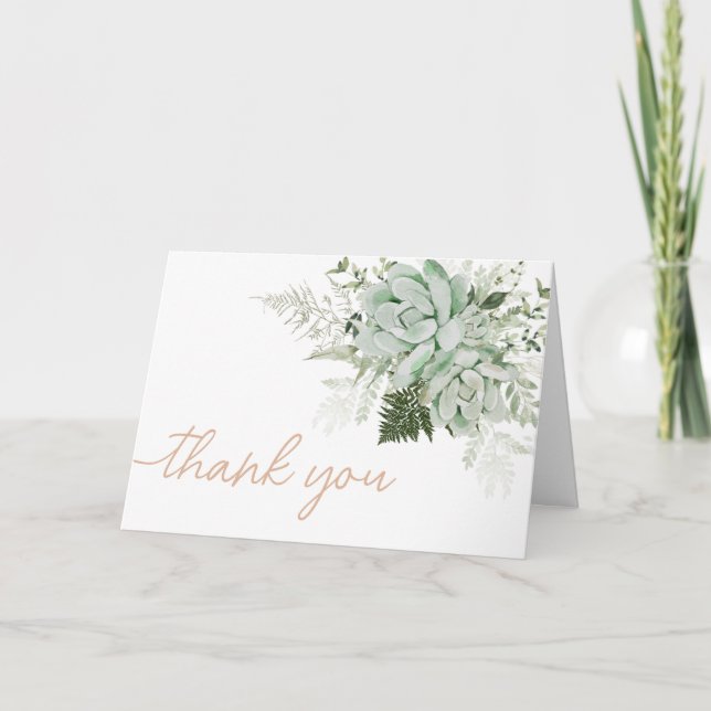 Baby in Bloom Succulent Baby Shower Thank You Card (Front)