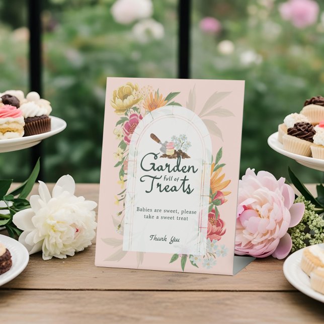 Baby in Bloom Summer Floral Garden Sweet Treats Pedestal Sign (Baby in Bloom Summer Floral Garden Sweet Treats Pedestal Sign)