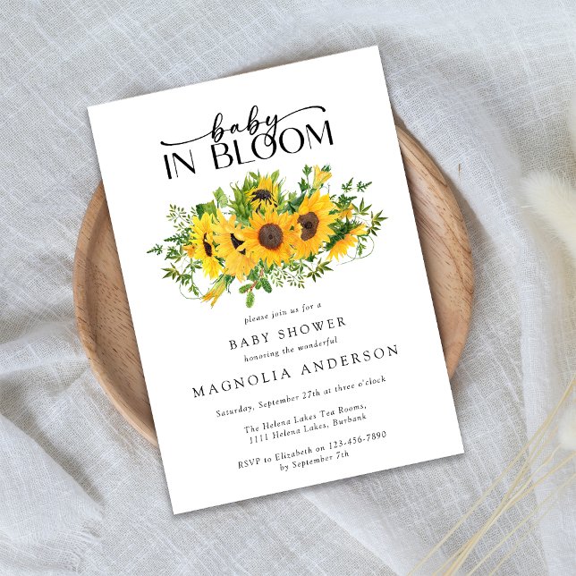 Baby in Bloom Sunflower Baby Shower Invitation (Creator Uploaded)