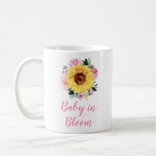 Baby In Bloom Sunflower Pink Floral Coffee Mug