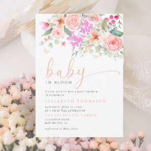 Baby in Bloom Sunny Garden Floral Girl Baby Shower Invitation